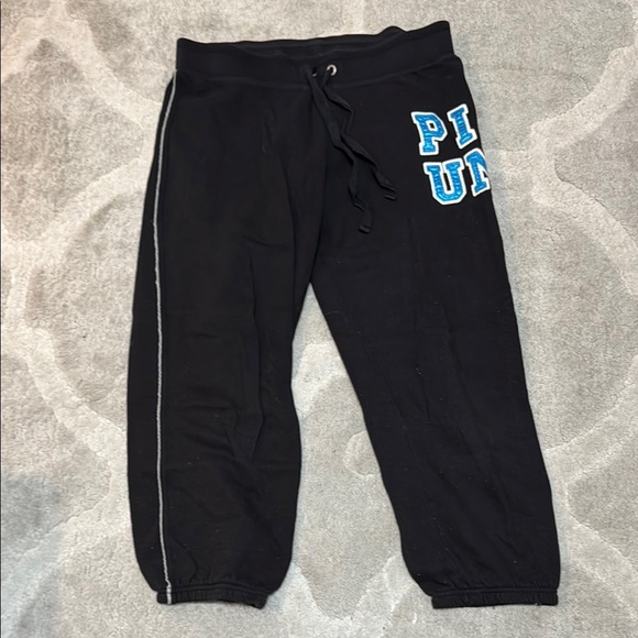 Victoria's Secret Black and Blue Capri Joggers with Adjustable Waistband - Picture 3 of 4